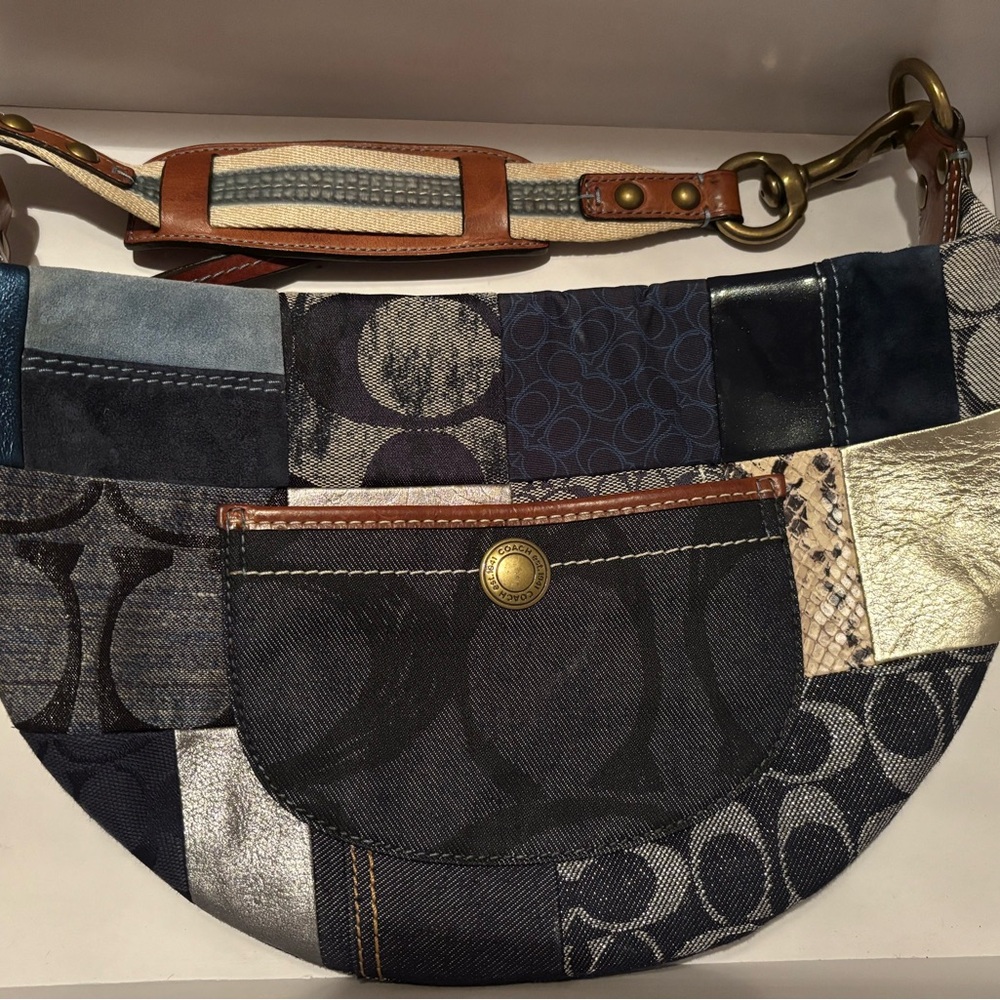Patchwork Denim Shoulder Bag - image 12